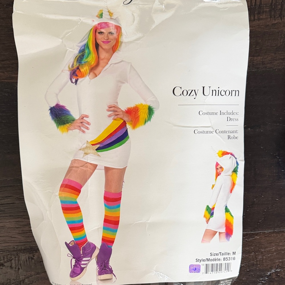 Cozy Unicorn Kids Costume - White with Rainbow Accents